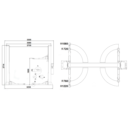 Двостоїчний електрогідравлічний підйомник з нижньою синхр. SE-4000, 4,0т (380В/220В), SKYRACK, Китай-Англія 2