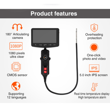 Видеоэндоскоп  US13-4.9 с 2х - сторонним артикуляционным 4,9 мм зондом, QBH, Китай Видеоэндоскоп  US13-4.9 с 2х - сторонним артикуляционным 4,9 мм зондом, QBH, Китай 3