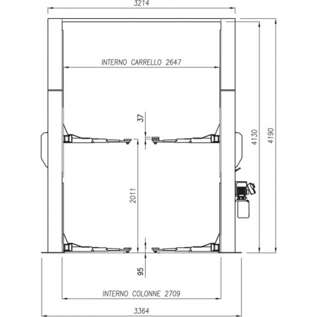 OMA 210I/32В (3,2т) с верхней синхронизацией электрогидравлический 2‐х стоечный симметричный подъемник, Италия 4