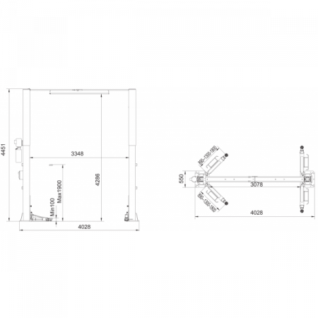 Двухстоечный с верхней синхронизацией электрогидр. подъемник SR-2055H (5,5т), SKYRACK, Великобритания-Китай 2
